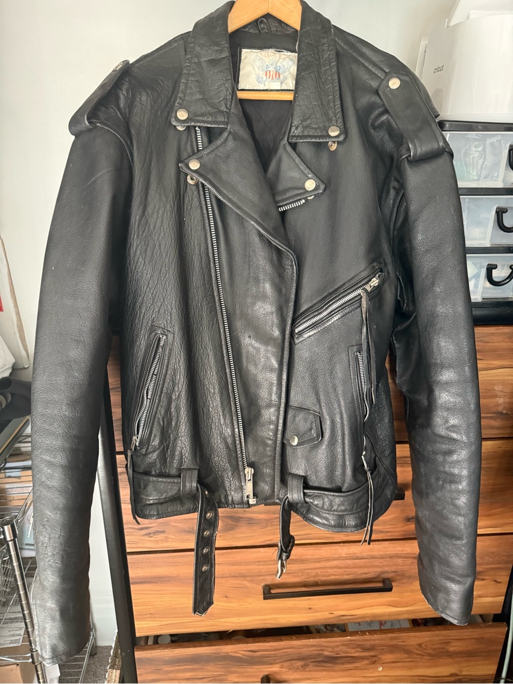 Classic Black Leather Biker Jacket - Women's